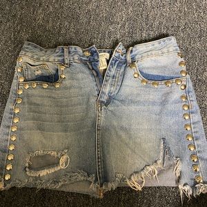 Studded Denim Skirt
